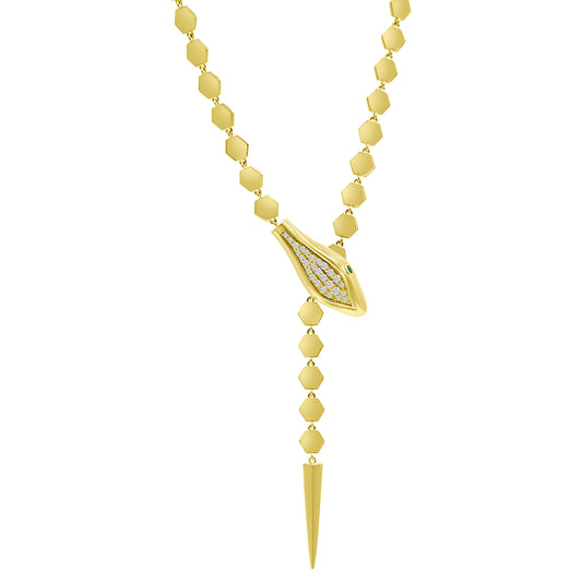 GOLD AND DIAMOND SNAKE LARIAT NECKLACE