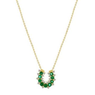 DIAMOND AND EMERALD HORSESHOE NECKLACE