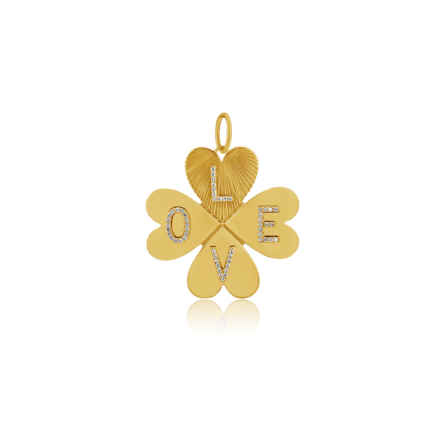 GOLD AND DIAMOND CLOVER CHARM LOVE