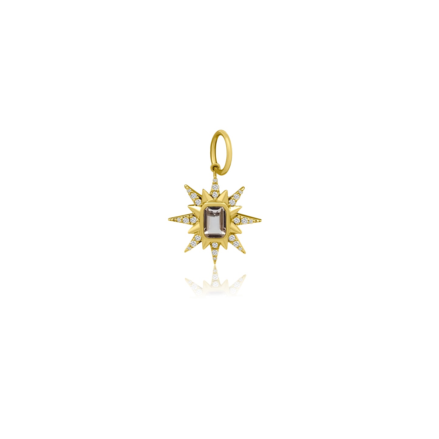 DIAMOND/WHITE TOPAZ STARBURST CHARM