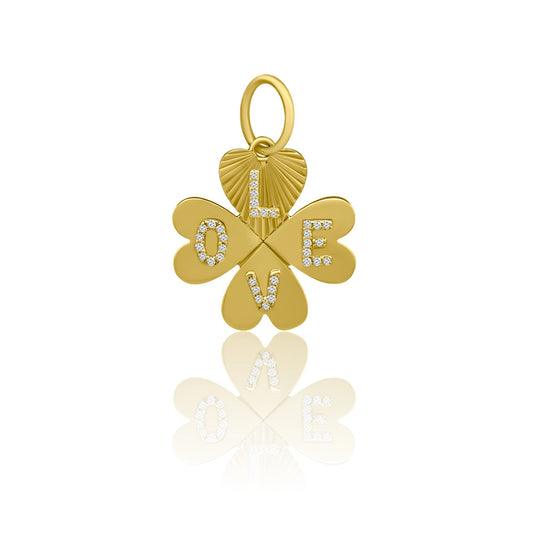 GOLD LOVE CLOVER CHARM SMALL