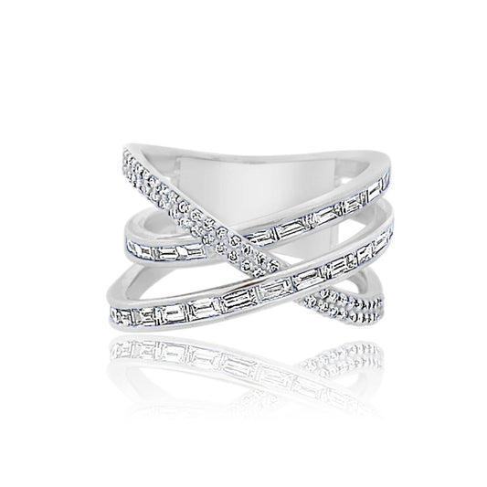 WHITE GOLD AND DIAMOND CROSS RING