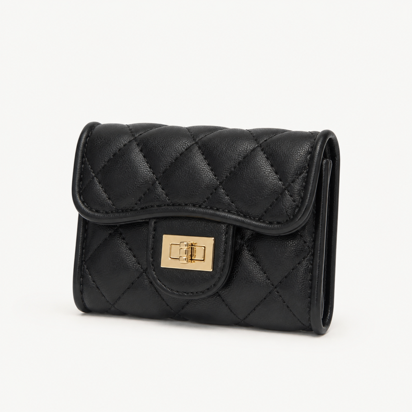 BLACK QUILTED CARD WALLET