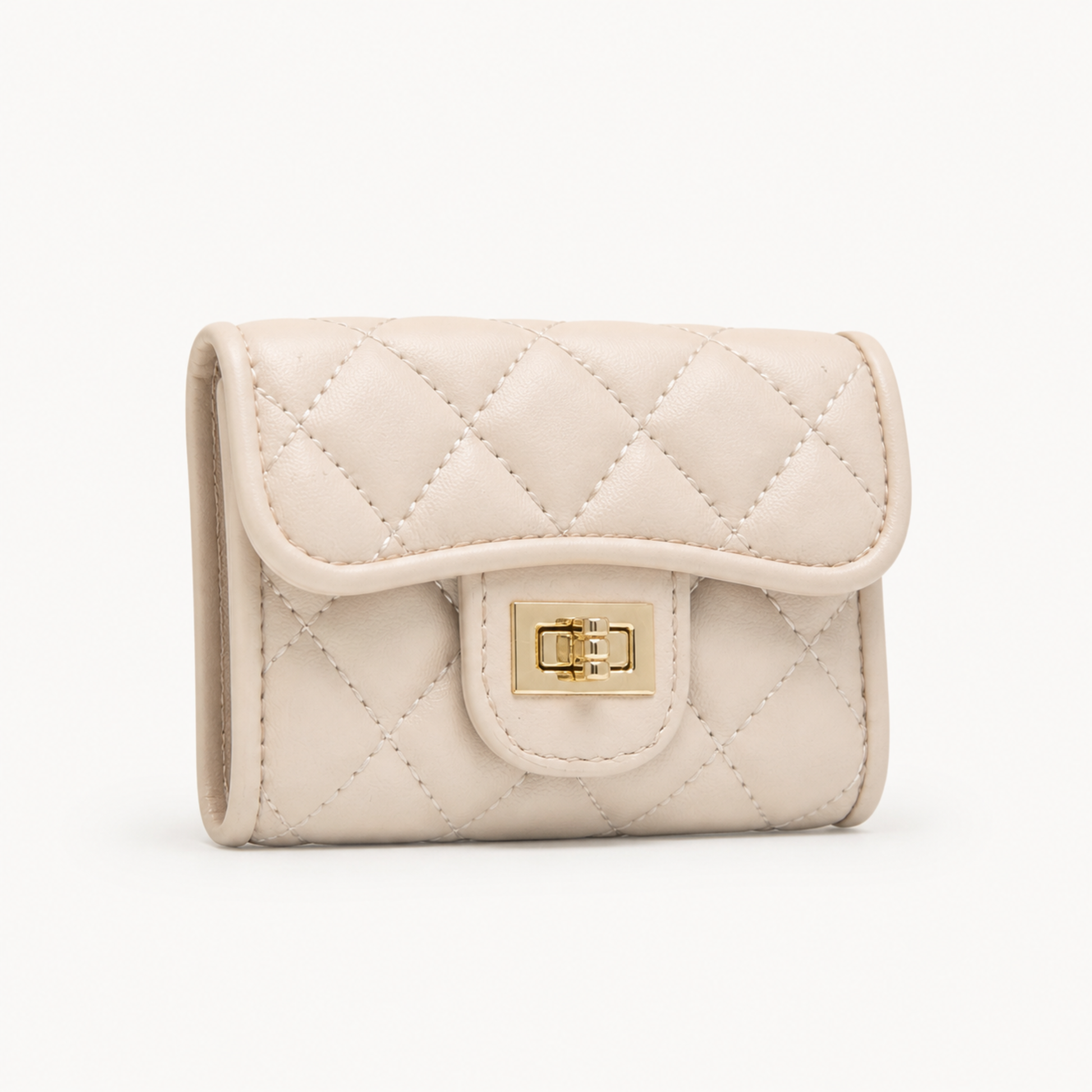 ROSE GOLD QUILTED CARD WALLET