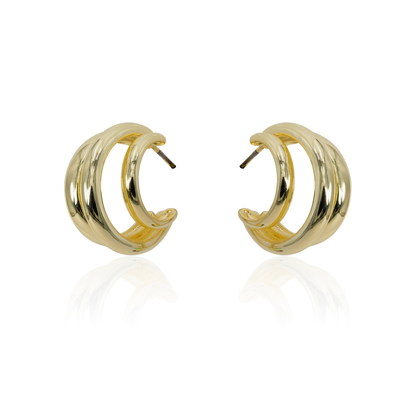 GOLD TRI HOOP EARRING