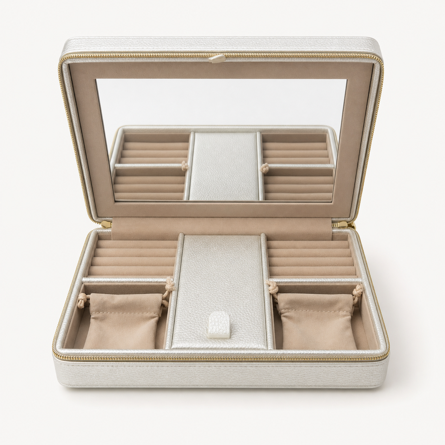 GOLD PEARLIZED JEWELRY TRAVEL CASE