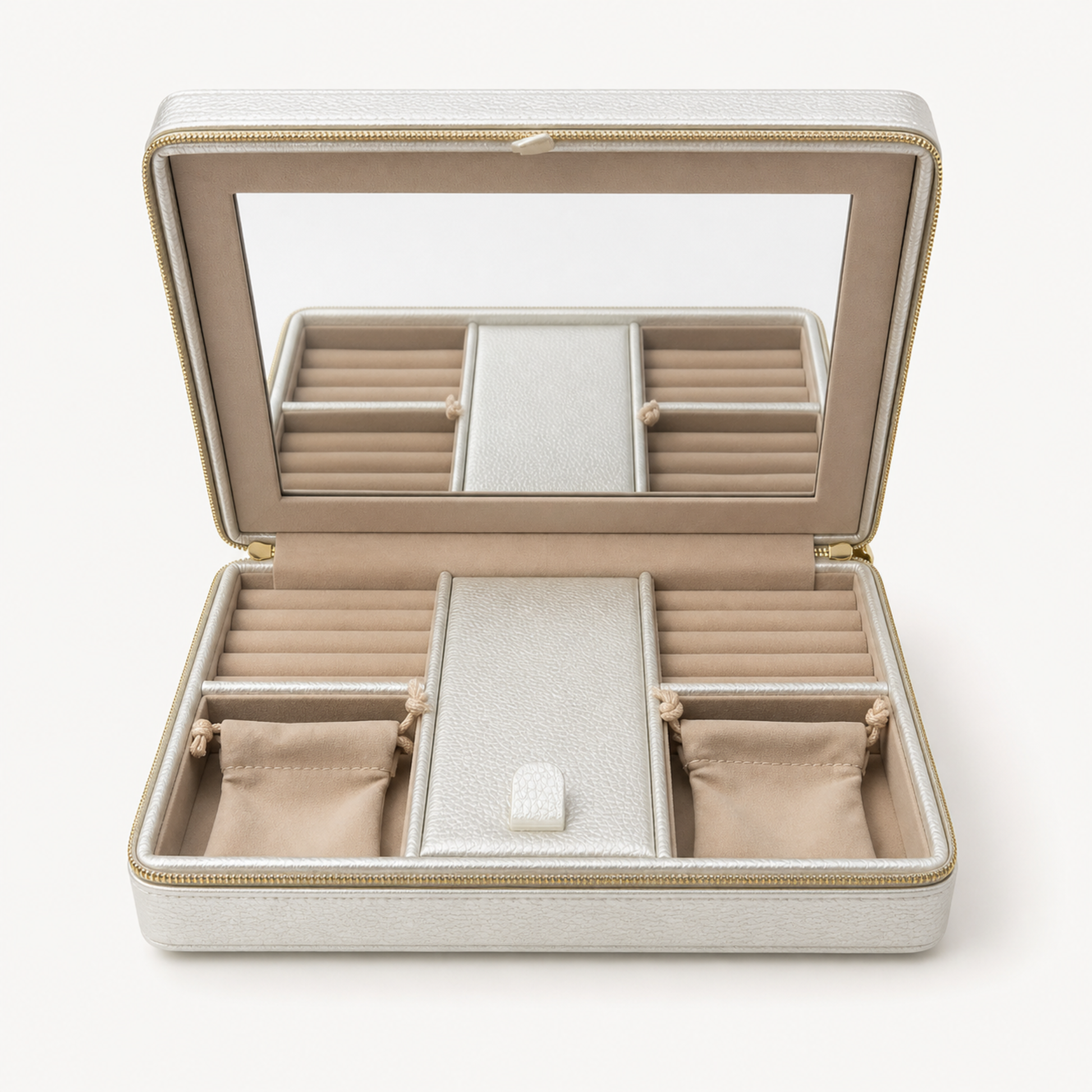 GOLD PEARLIZED JEWELRY TRAVEL CASE