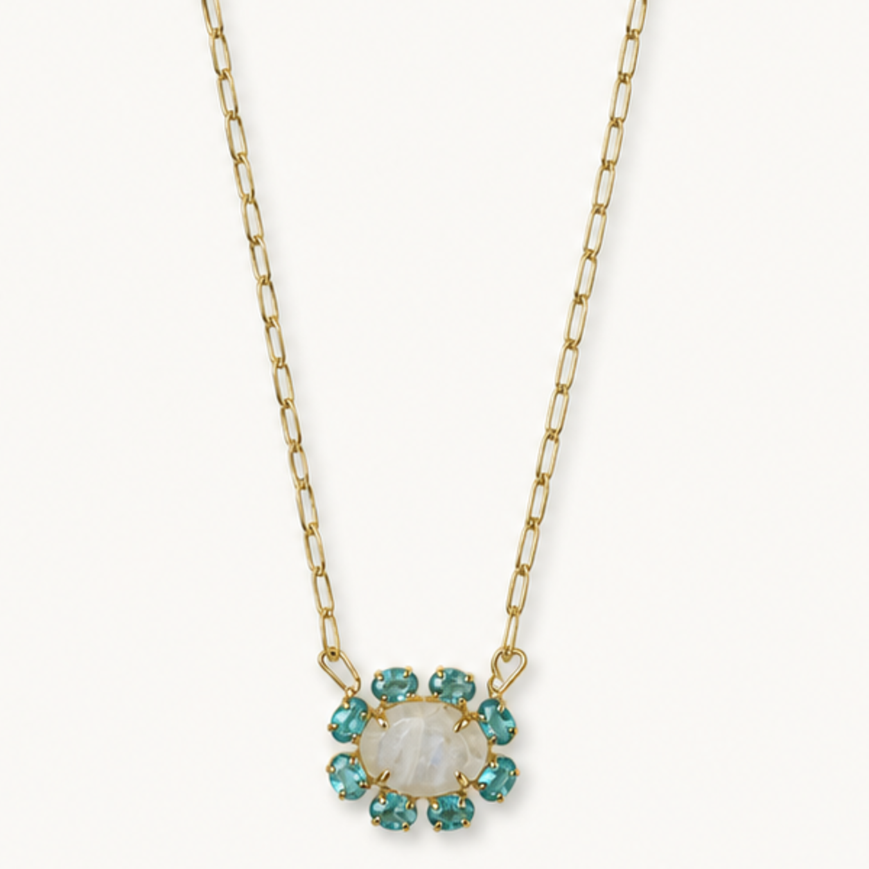 BUK MOONSTONE & TURQUOISE CLUSTER NECKLACE