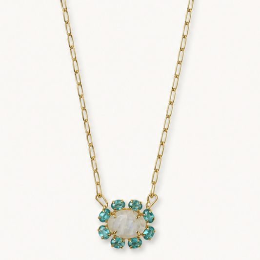 BUK MOONSTONE & TURQUOISE CLUSTER NECKLACE