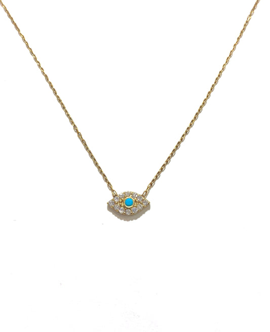 Small Blue Evil Eye CZ Necklace