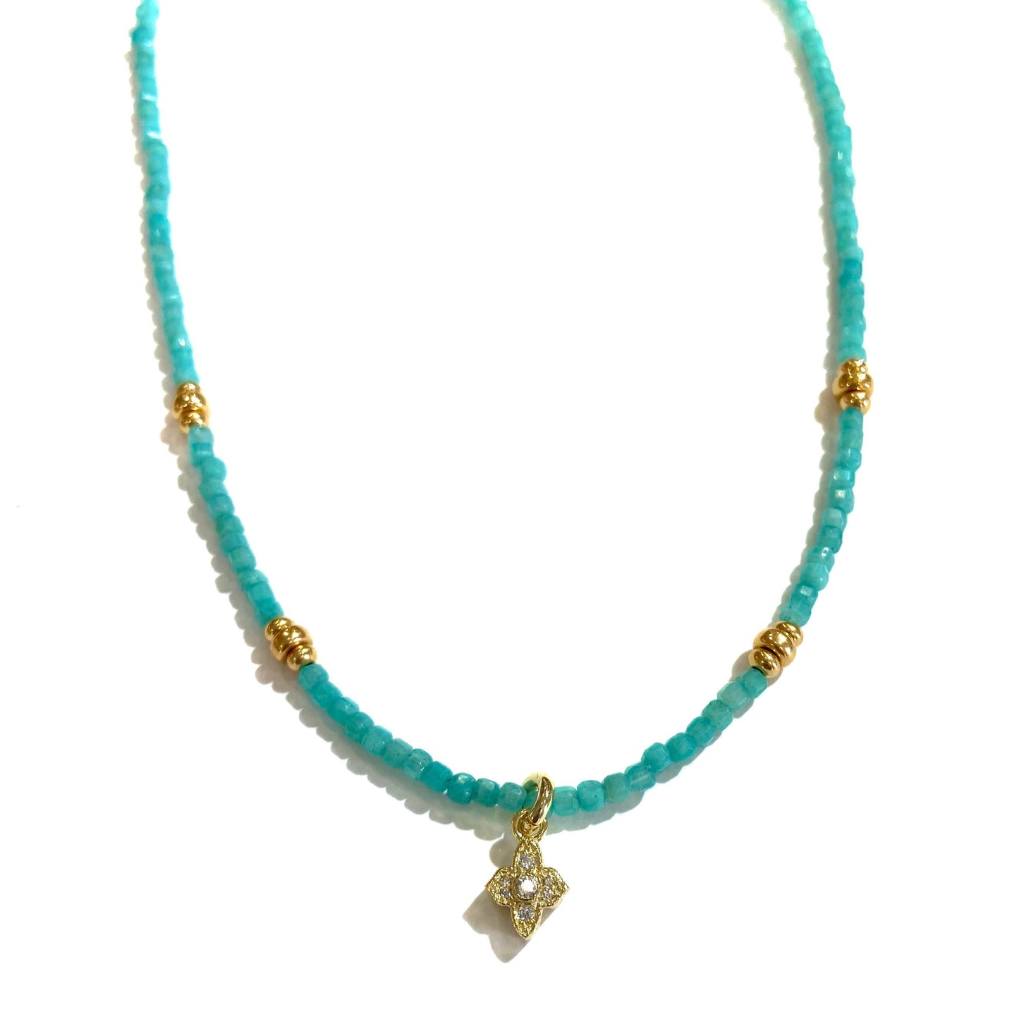 Turquoise Beaded Necklace with Charm