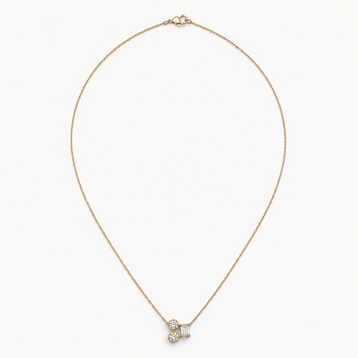 GOLD THREE STONE NECKLACE