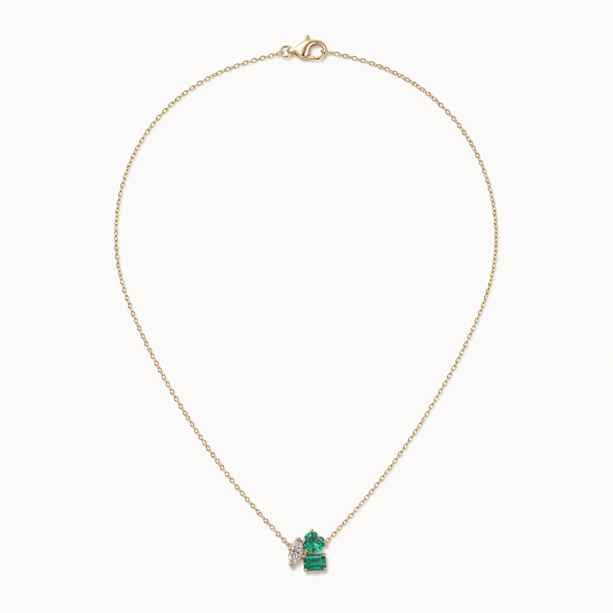 GOLD EMERALD CLUSTER NECKLACE