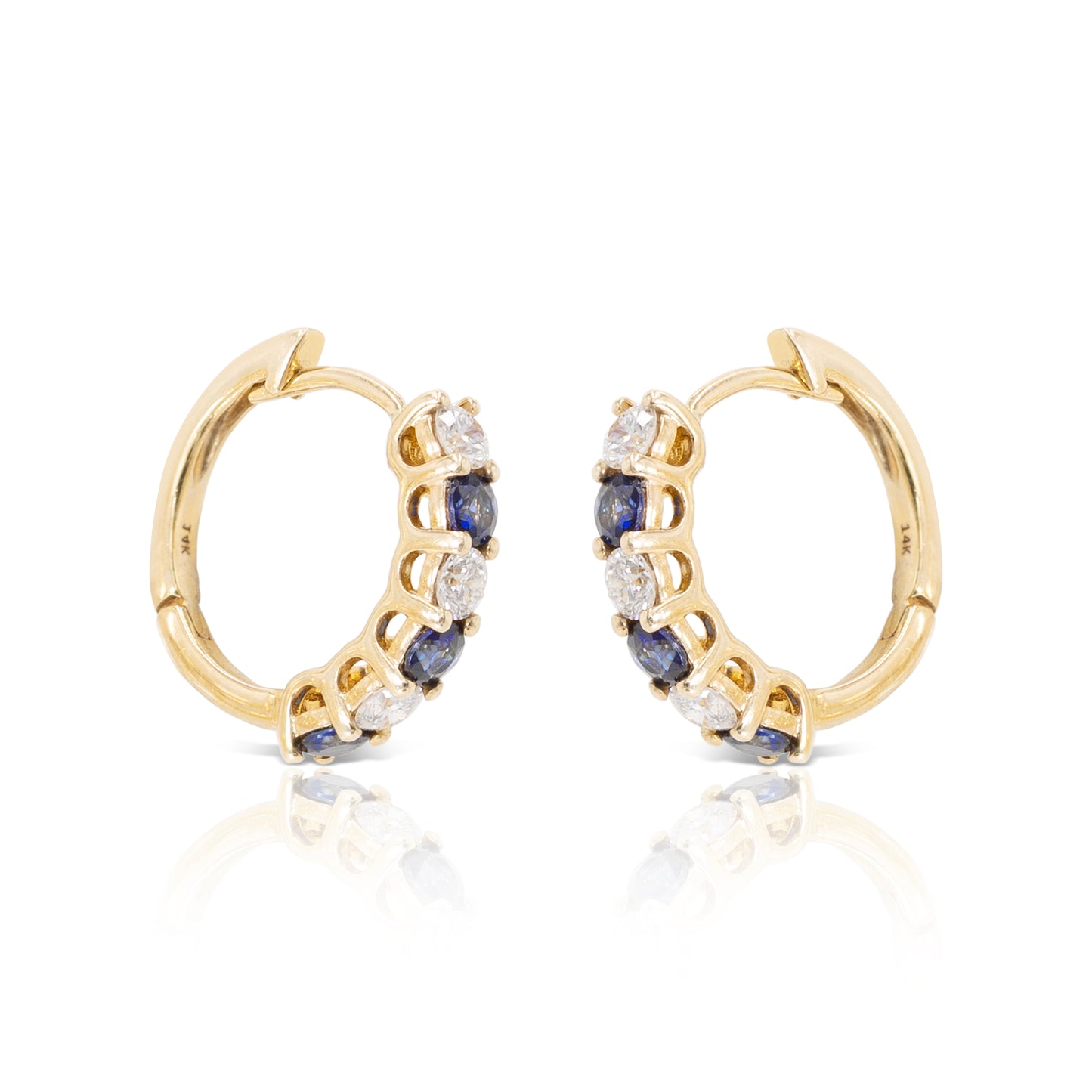 BLUE SAPPHIRE AND DIAMOND HOOPS