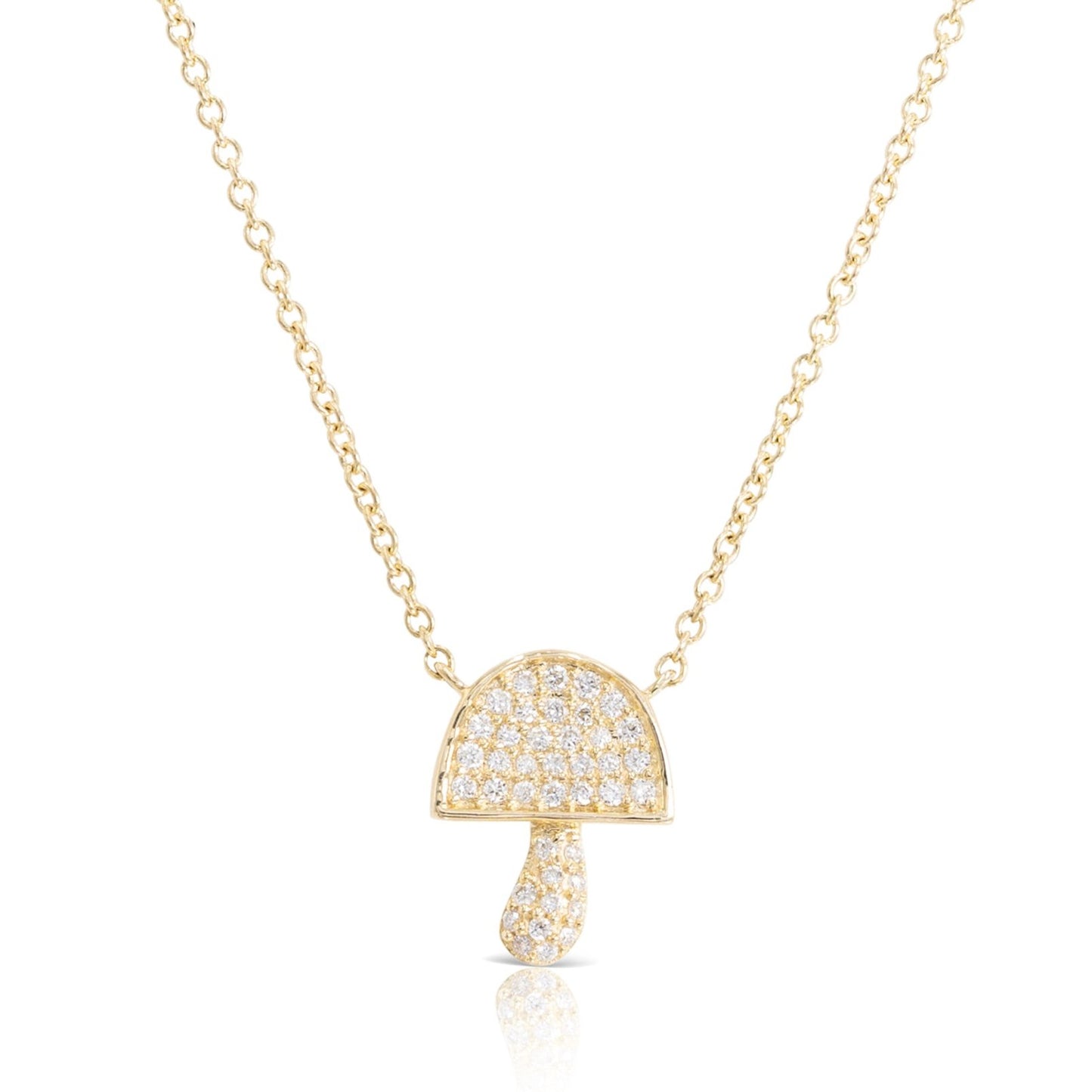 GOLD AND DIAMOND MUSHROOM NECKLACE