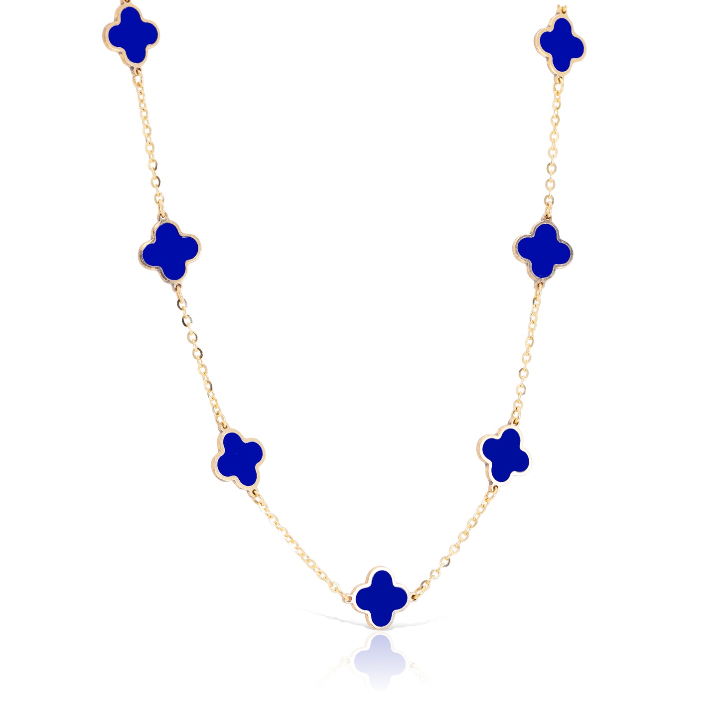 GOLD & LAPIS CLOVER NECKLACE