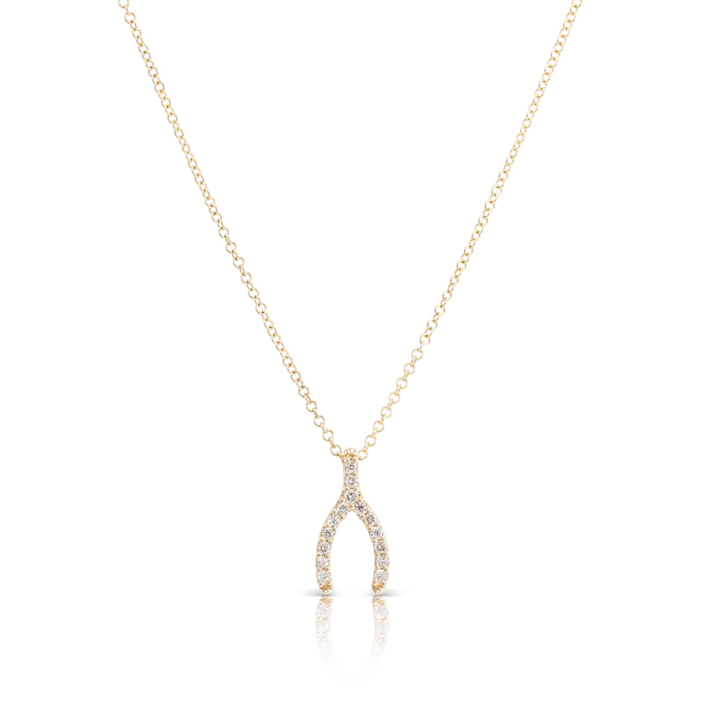 GOLD and DIAMOND WISHBONE NECKLACE