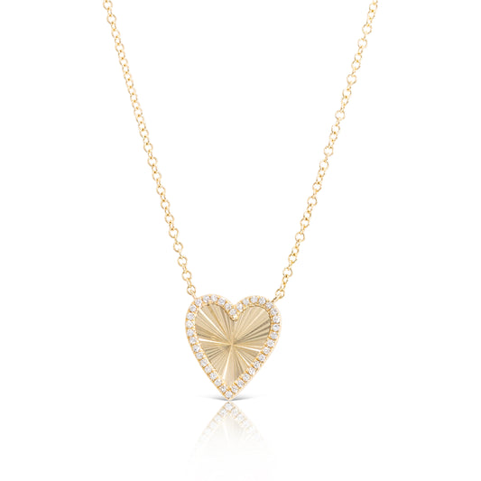 GOLD AND DIAMOND ETCHED HEART CHAIN