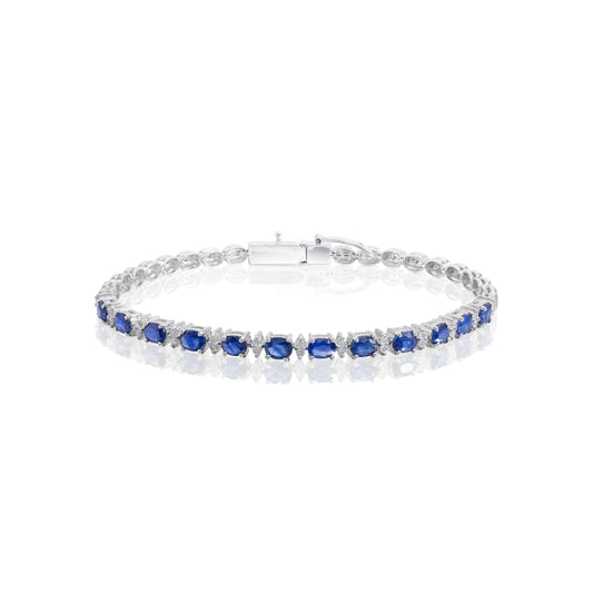 OVAL BLUE SAPPHIRE AND DIAMOND BRACELET