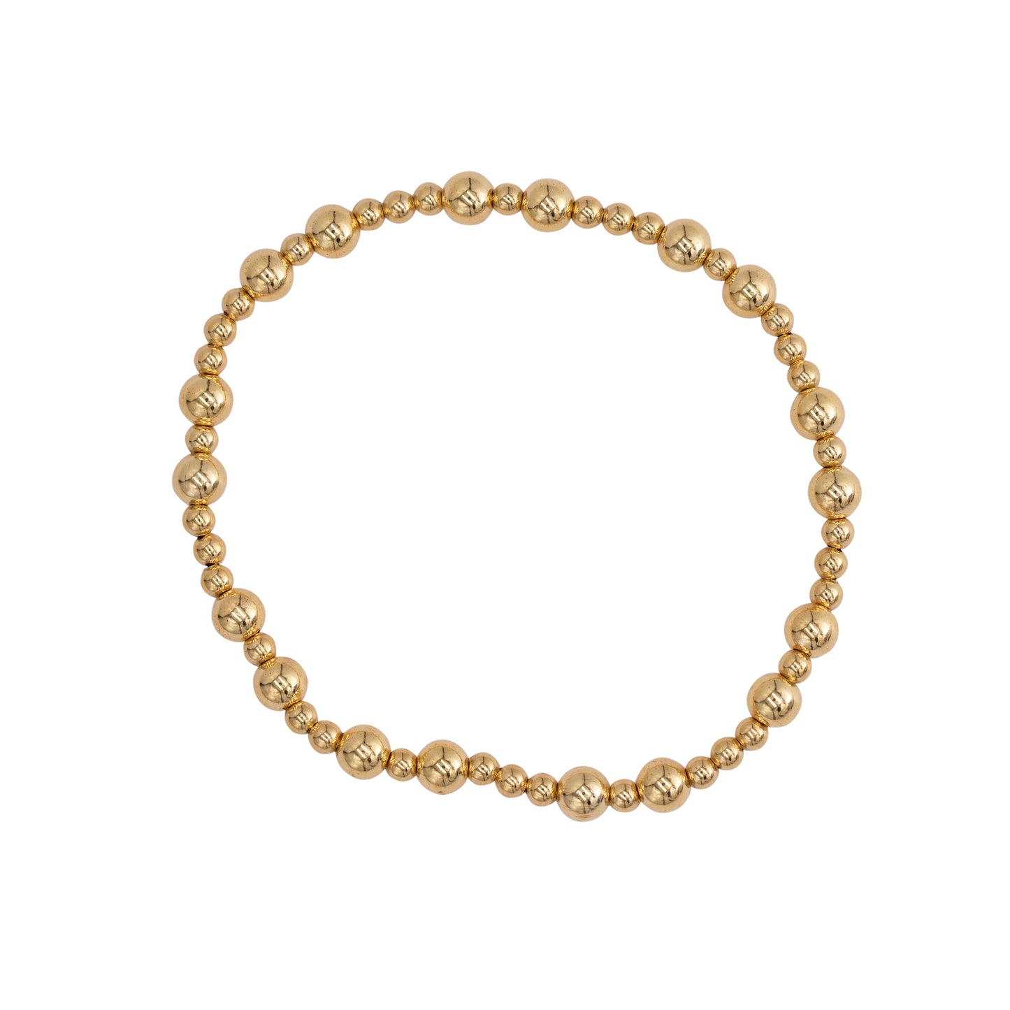 GOLD-FILLED MULTISIZED BEAD STRETCH BRACELET