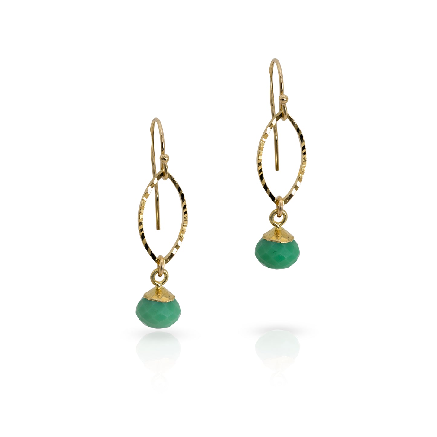 GOLD AND GREEN BULB EARRING