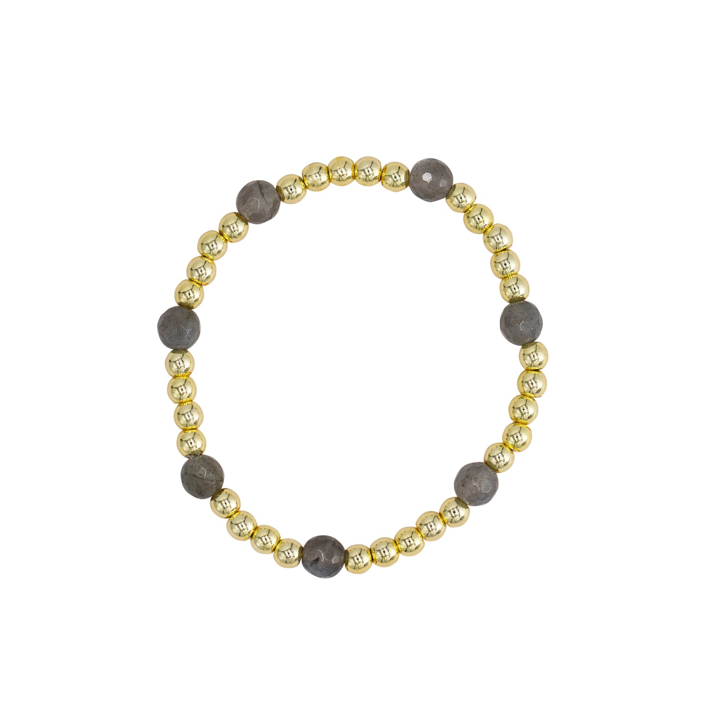 GOLD BEADED STRETCH BRACELET WITH STONES