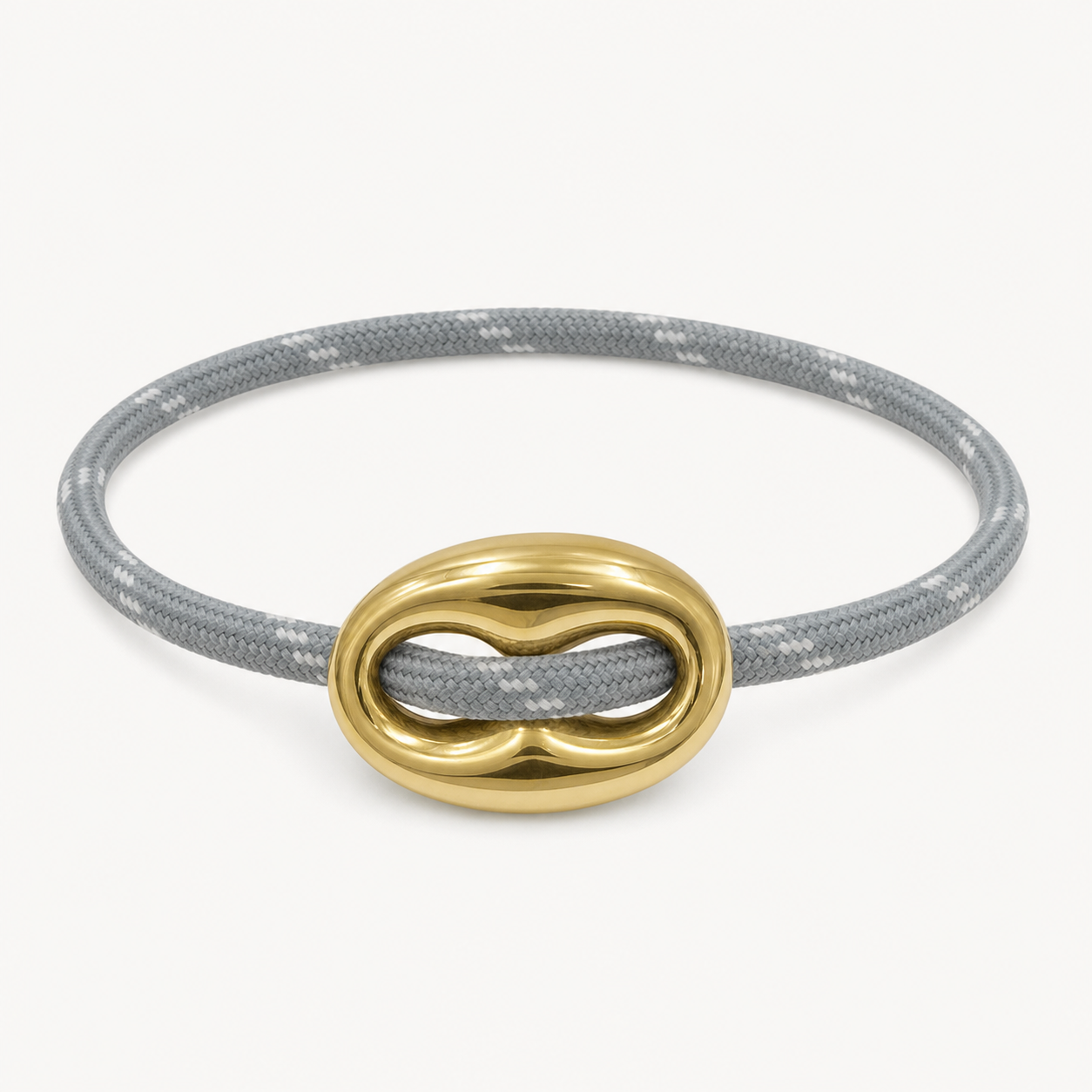 Gray cord bracelet with gold link