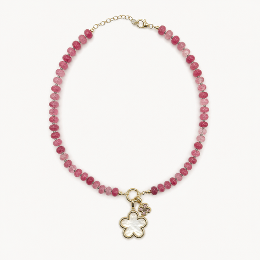 DOUBLE-STRAND PINK BEAD NECKLACE