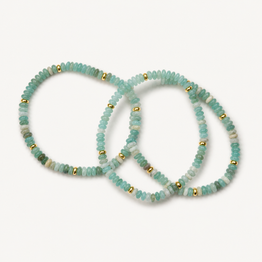 Amazonite three-bracelet set