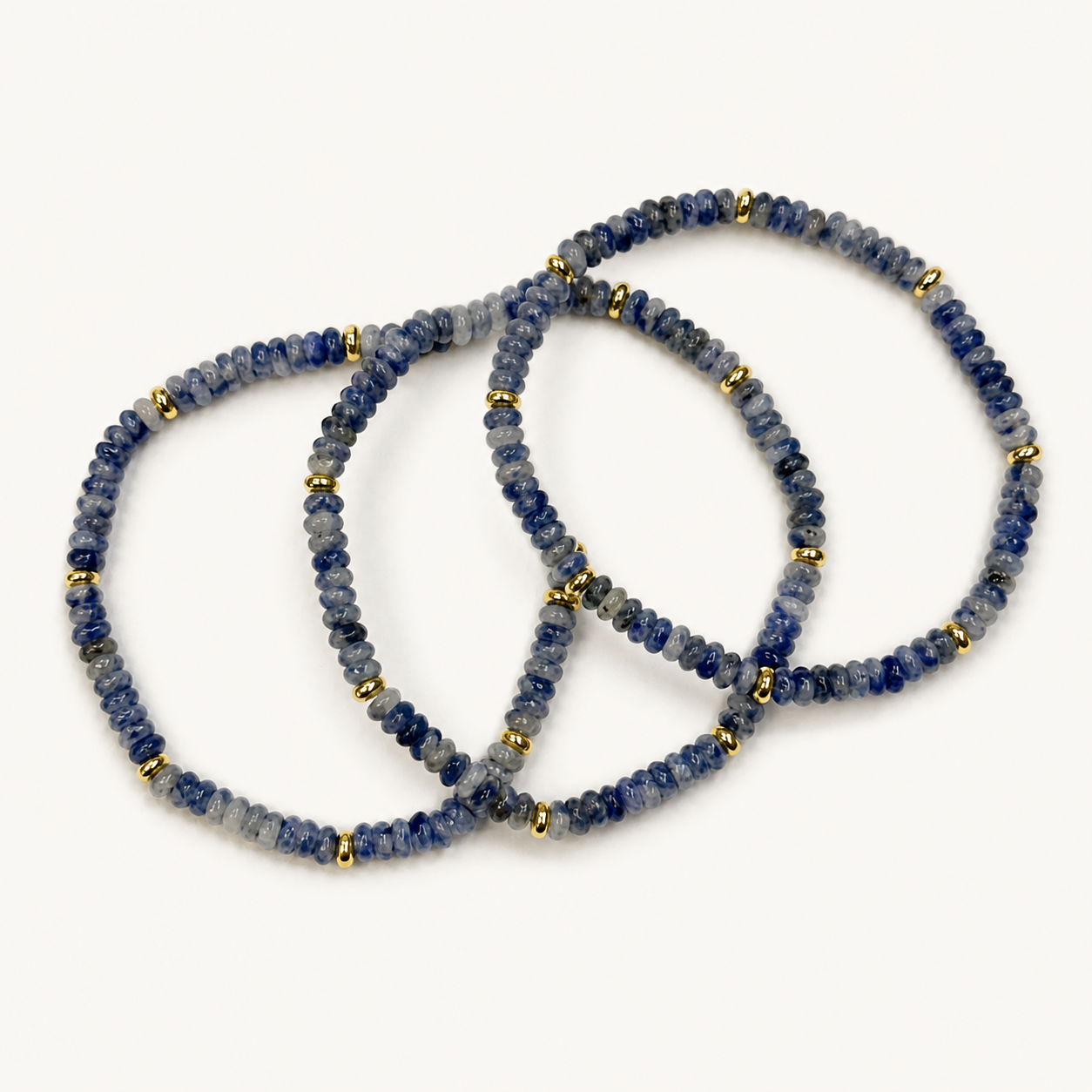 Blue stone three-bracelet set
