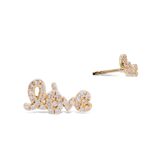 DIAMOND SCRIPT "LOVE" EARRING