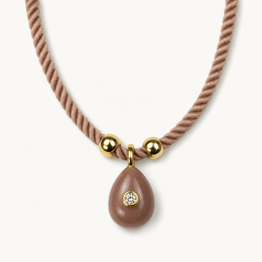 MAUVE TEARDROP CORD NECKLACE product image