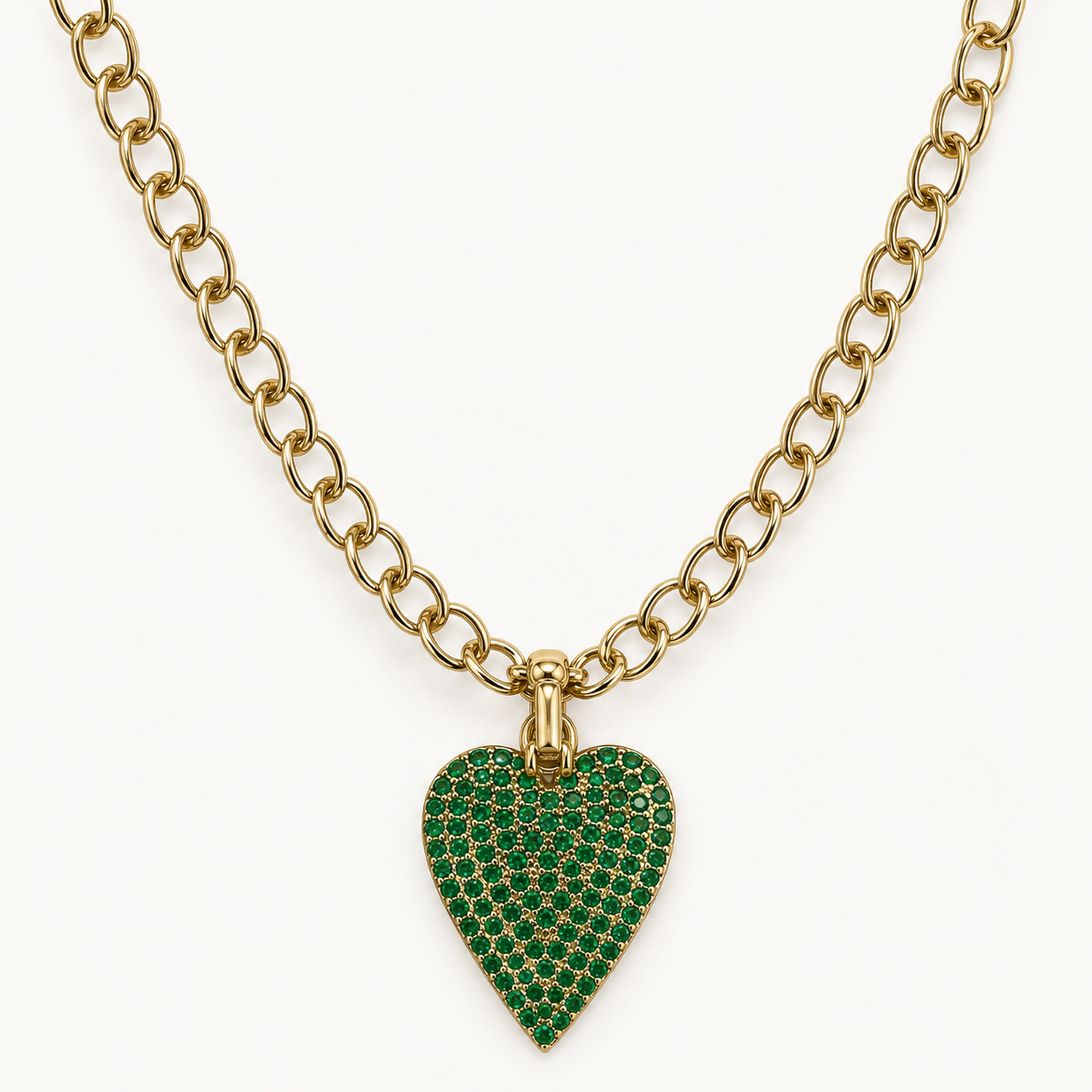 GREEN PAVE HEART NECKLACE product image