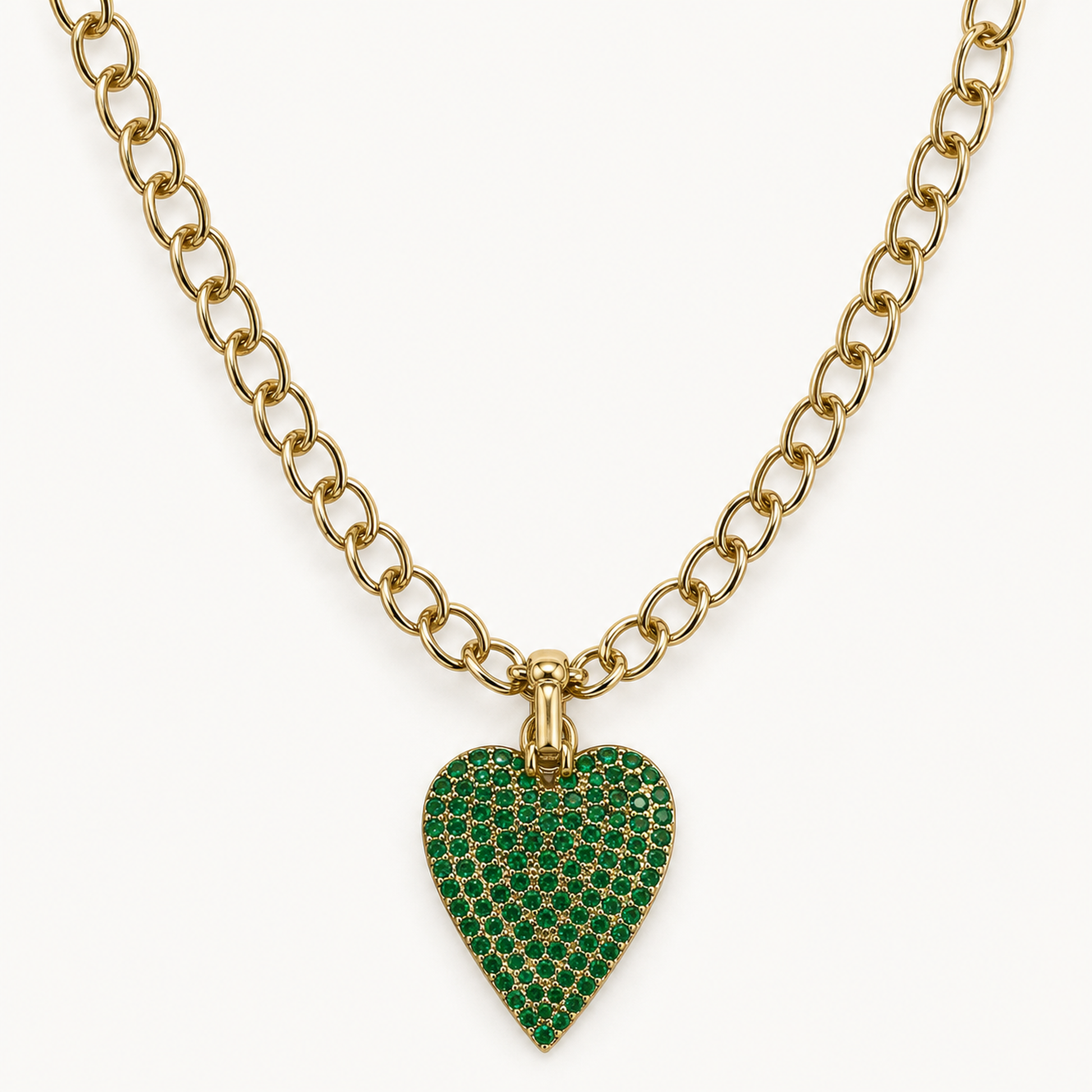 GREEN PAVE HEART NECKLACE product image