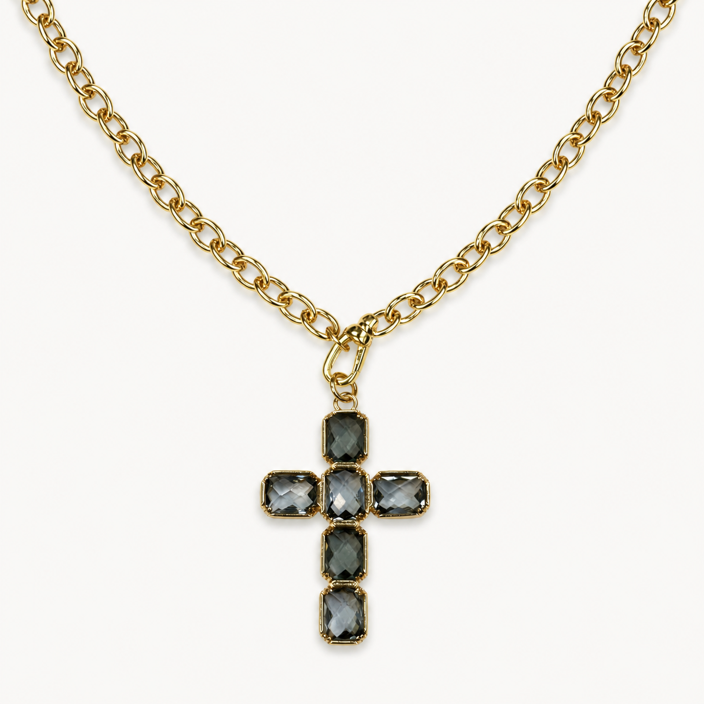 GREY CRYSTAL CROSS PENDANT NECKLACE product image