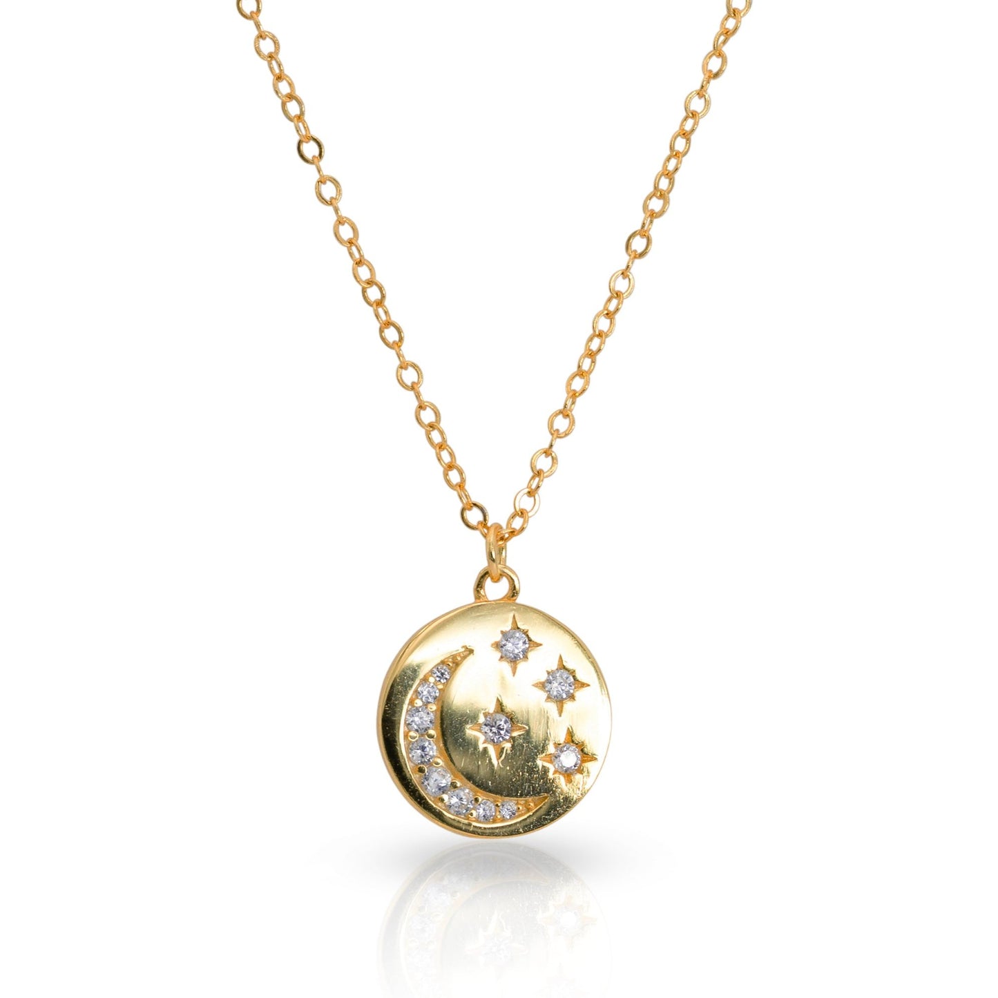 GOLD NECKLACE WITH MOON & STARS CHARM