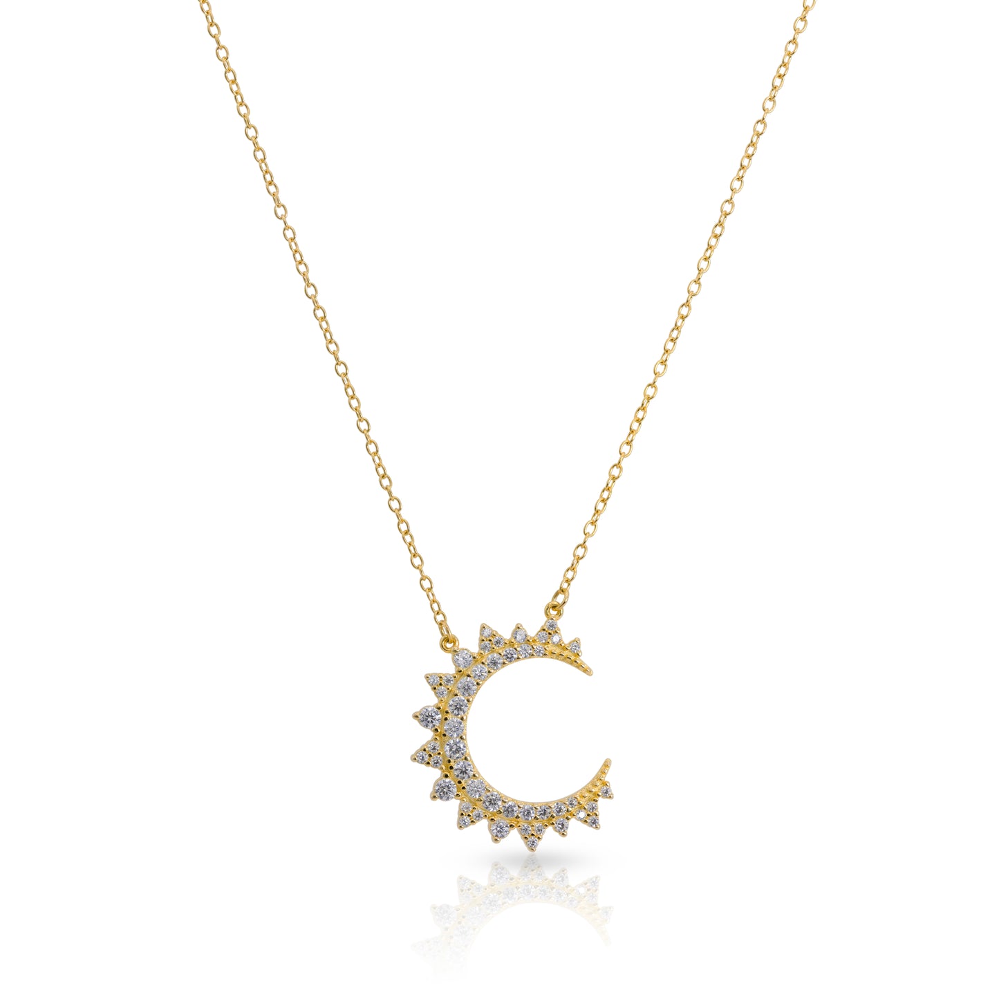 GOLD NECKLACE WITH CRESCENT PENDANT