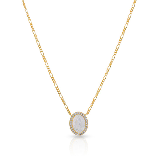 GOLD NECKLACE WITH MOTHER PEARL CHARM