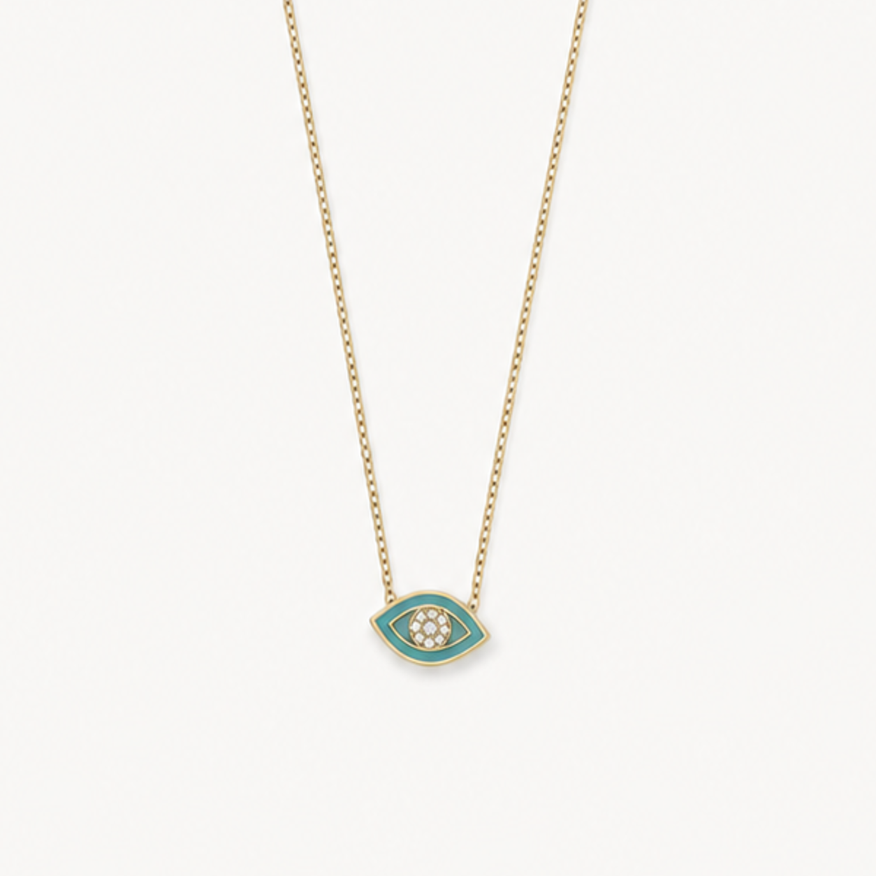 PIP TURQUOISE ENAMEL CZ CENTER EVIL EYE NECKLACE