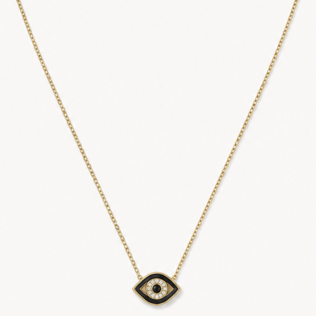 PIP BLACK ENAMEL EVIL EYE NECKLACE