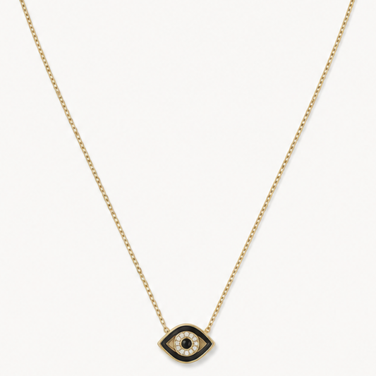 PIP BLACK ENAMEL EVIL EYE NECKLACE