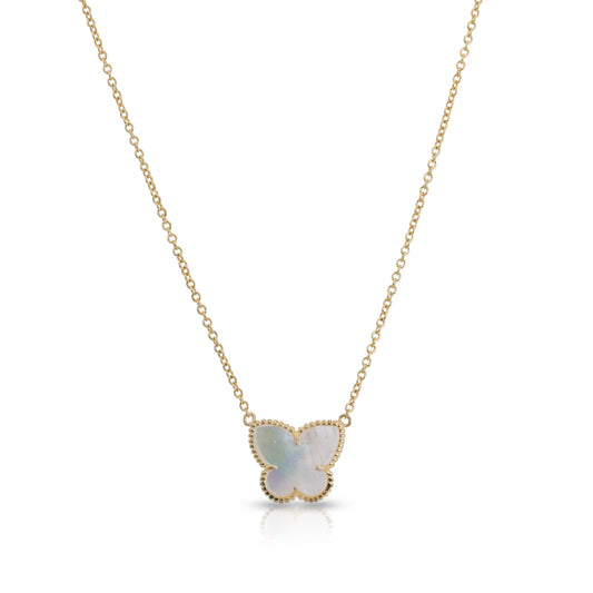 GOLD NECKLACE WITH MOTHER OF PEARL BUTTERFLY CHARM