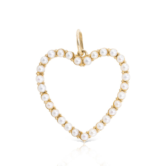 GOLD PEARL HEART CHARM