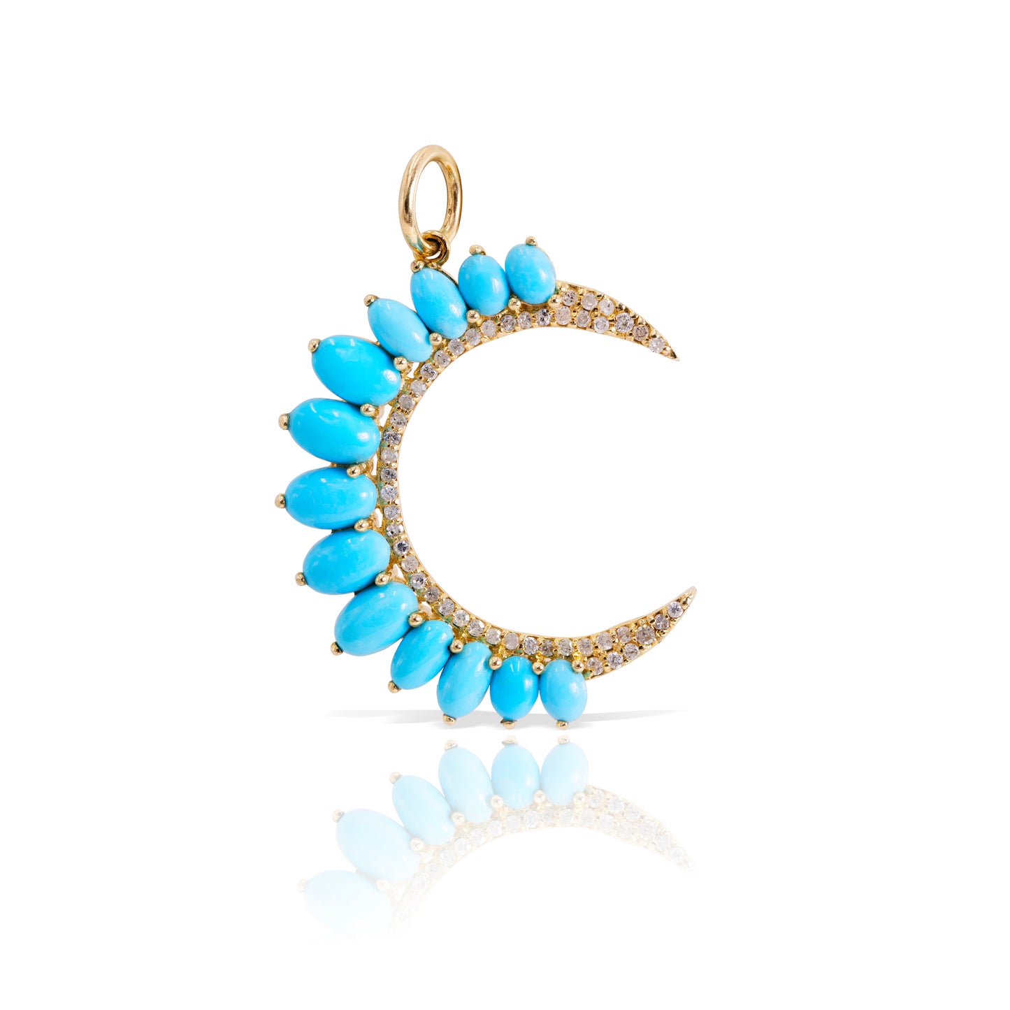 TURQUOISE AND DIAMOND MOON CHARM