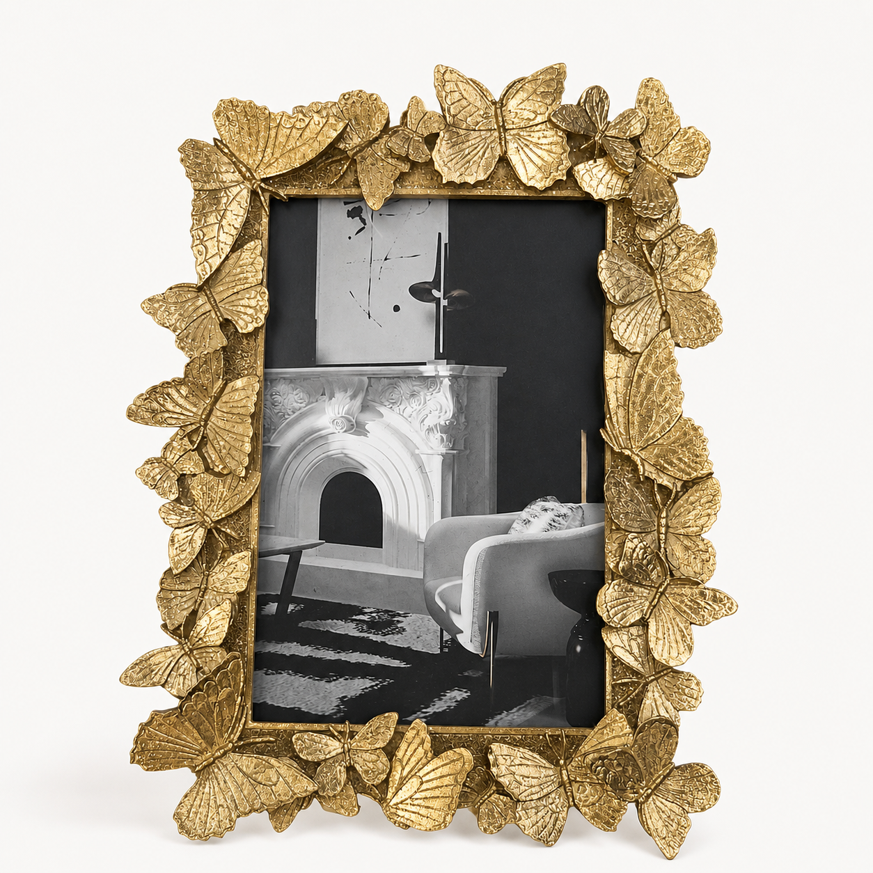 Gold butterfly 4 by 6 picture frame