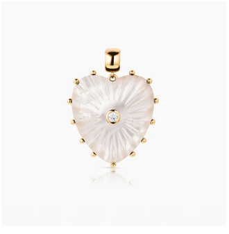 LARGE MOTHER OF PEARL CARVED HEART CHARM