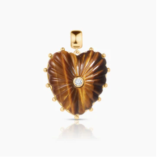 LARGE TIGERSEYE CARVED HEART CHARM
