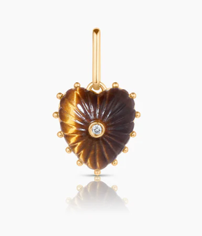 SMALL TIGER EYE CARVED HEART CHARM