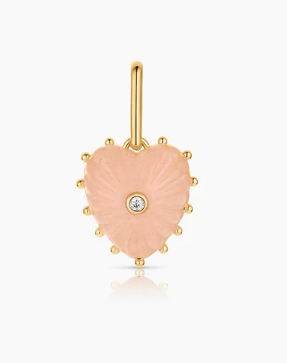 SMALL PINK JADE CARVED HEART CHARM