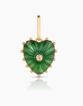SMALL GREEN JADE CARVED HEART CHARM